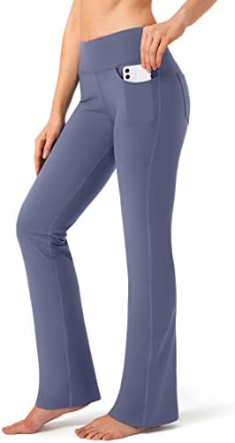 Women's flare yoga pants with pockets, dusty blue