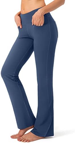 Women's flare yoga pants with pockets, indigo blue