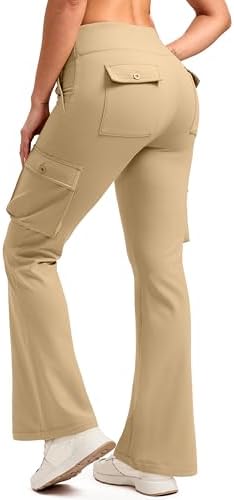 Women's fleece-lined bootcut pants, dark khaki