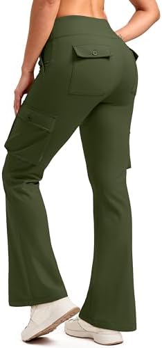 Women's fleece-lined bootcut pants, olive