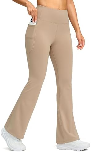 Women's fleece-lined flare leggings, cocoa creme