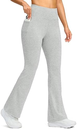 Women's fleece-lined flare leggings, medium grey heather