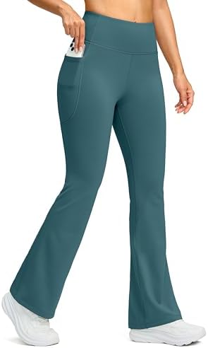 Women's fleece-lined flare leggings, misty cyan blue