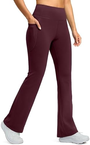 Women's fleece-lined flare leggings, wine