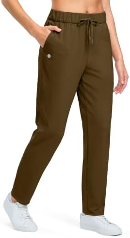 Women's fleece-lined golf pants, three pockets, brown