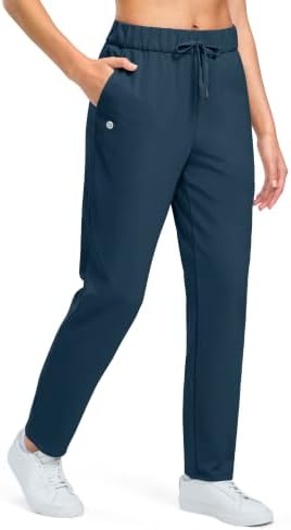 Women's fleece-lined golf pants, three pockets, dark indigo