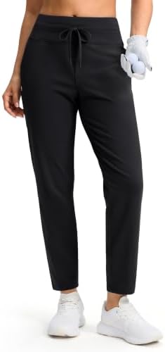 Women's fleece-lined golf pants, two inseams, black