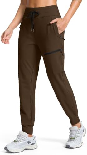 Women's fleece-lined hiking joggers, four pockets, brown
