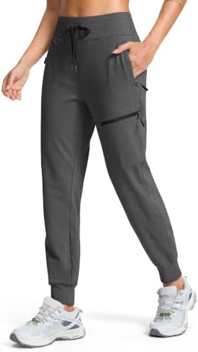 Women's fleece-lined hiking joggers, four pockets, charcoal