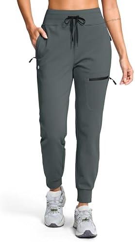 Women's fleece-lined hiking joggers, four pockets, dark grey