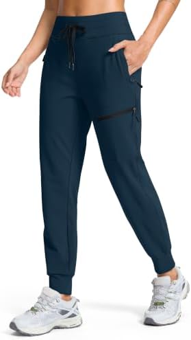 Women's fleece-lined hiking joggers, four pockets, dark indigo