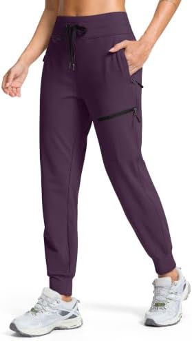 Women's fleece-lined hiking joggers, four pockets, purple