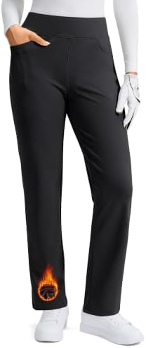 Women's fleece-lined slim-fit golf pants, black