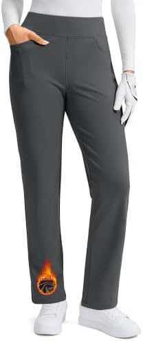 Women's fleece-lined slim-fit golf pants, dark grey