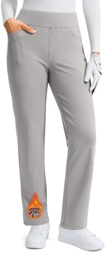 Women's fleece-lined slim-fit golf pants, light grey