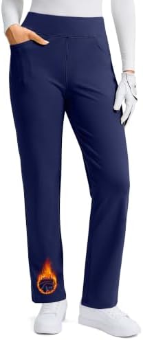 Women's fleece-lined slim-fit golf pants, navy