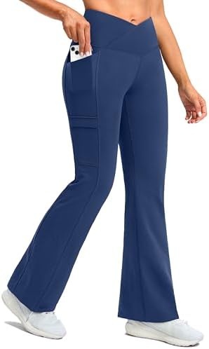 Women's fleece-lined thermal flare leggings, blue