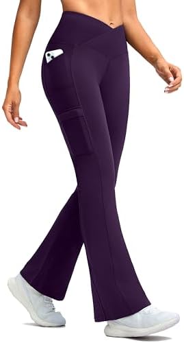 Women's fleece-lined thermal flare leggings, purple