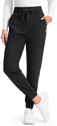 Women's fleece-lined winter joggers, two pockets, black