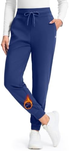 Women's fleece-lined winter joggers, two pockets, dark blue