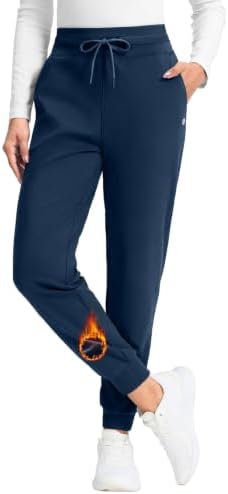Women's fleece-lined winter joggers, two pockets, dark indigo
