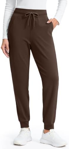 Women's fleece-lined winter joggers, two pockets, roasted brown