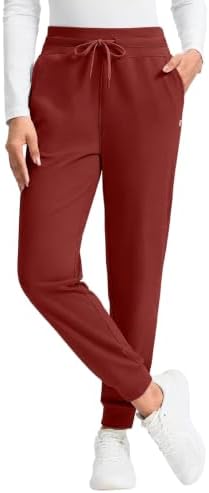 Women's fleece-lined winter joggers, two pockets, savannah red