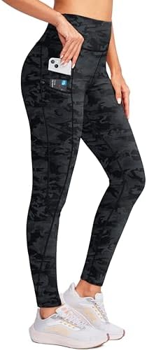 Women's fleece-lined winter leggings, grey camo