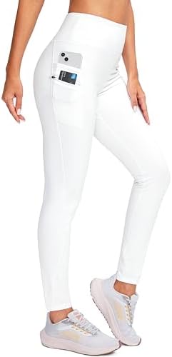 Women's fleece-lined winter leggings, white