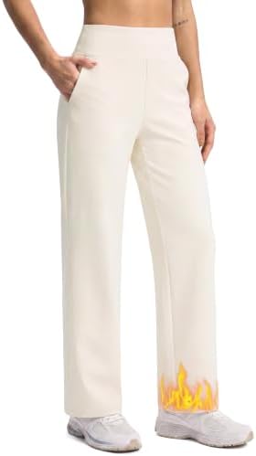 Women's fleece-lined winter pants, two inseams, beige