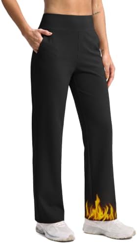 Women's fleece-lined winter pants, two inseams, black