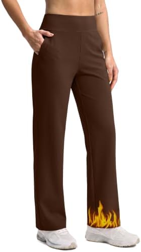 Women's fleece-lined winter pants, two inseams, dark brown