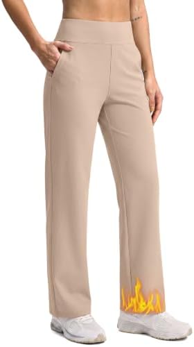 Women's fleece-lined winter pants, two inseams, light khaki
