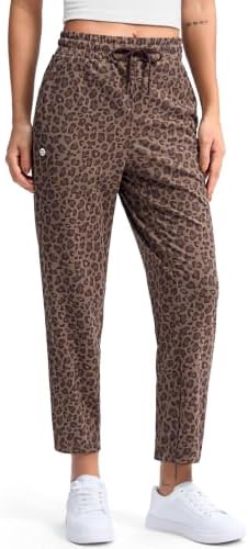 Women's golf pants, two pockets, brown leopard print