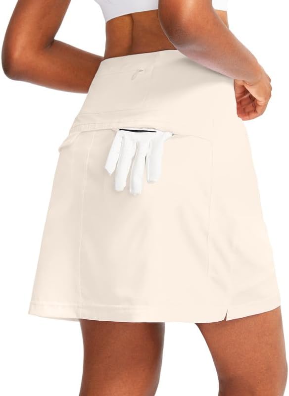 Women's golf skort, five pockets, beige