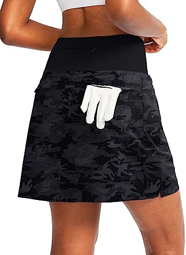 Women's golf skort, five pockets, grey camo
