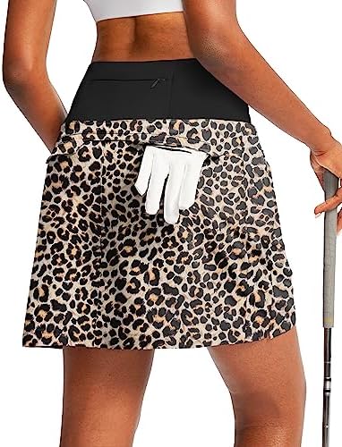 Women's golf skort, five pockets, leopard