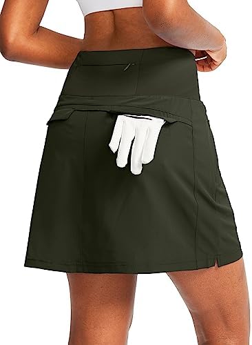 Women's golf skort, five pockets, olive