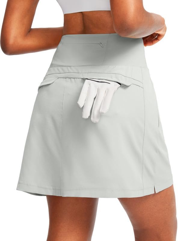 Women's golf skort, five pockets, silver