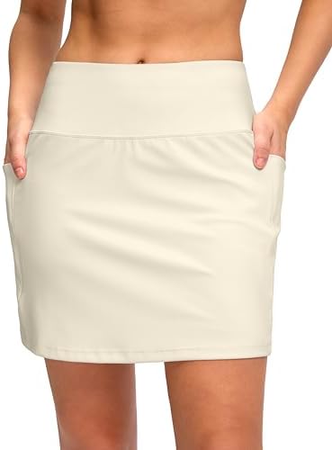 Women's golf skort, four side pockets, beige
