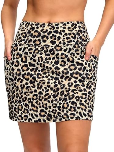 Women's golf skort, four side pockets, leopard