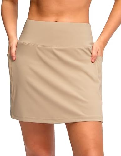 Women's golf skort, four side pockets, light khaki