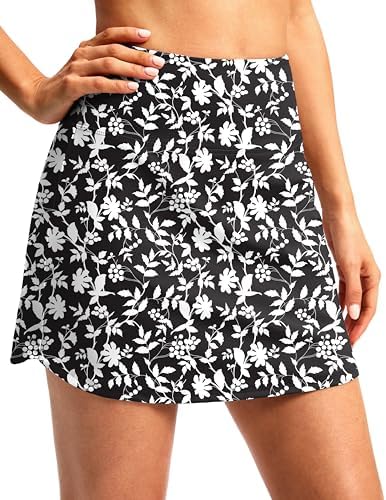 Women's golf skort, two lengths, black flower