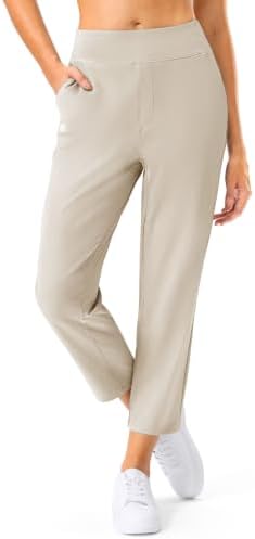 Women's golf travel pants, four pockets, bright khaki