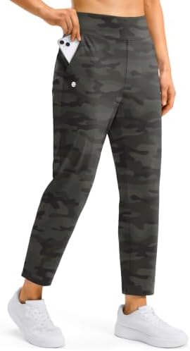 Women's golf travel pants, four pockets, green camo