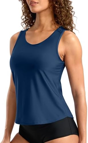 Women's high-neck tankini top, dark blue