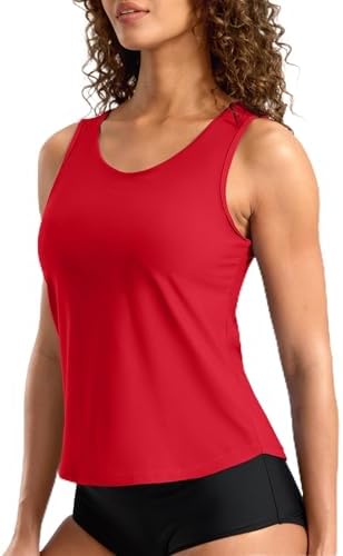 Women's high-neck tankini top, red