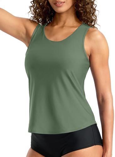 Women's high-neck tankini top, sage