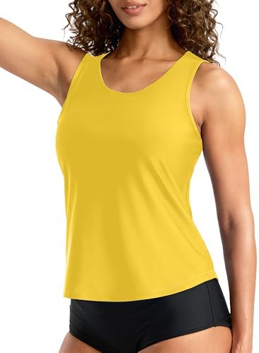 Women's high-neck tankini top, yellow