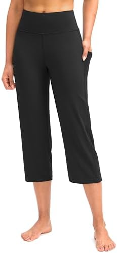 Women's high-waist capri leggings, black